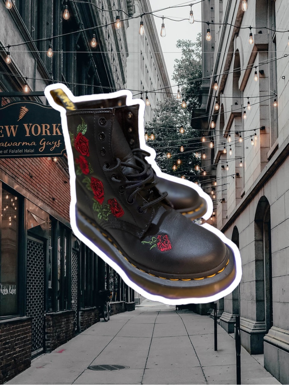 1460 VONDA FLORAL EMBROIDERED LEATHER LACE UP BOOTS